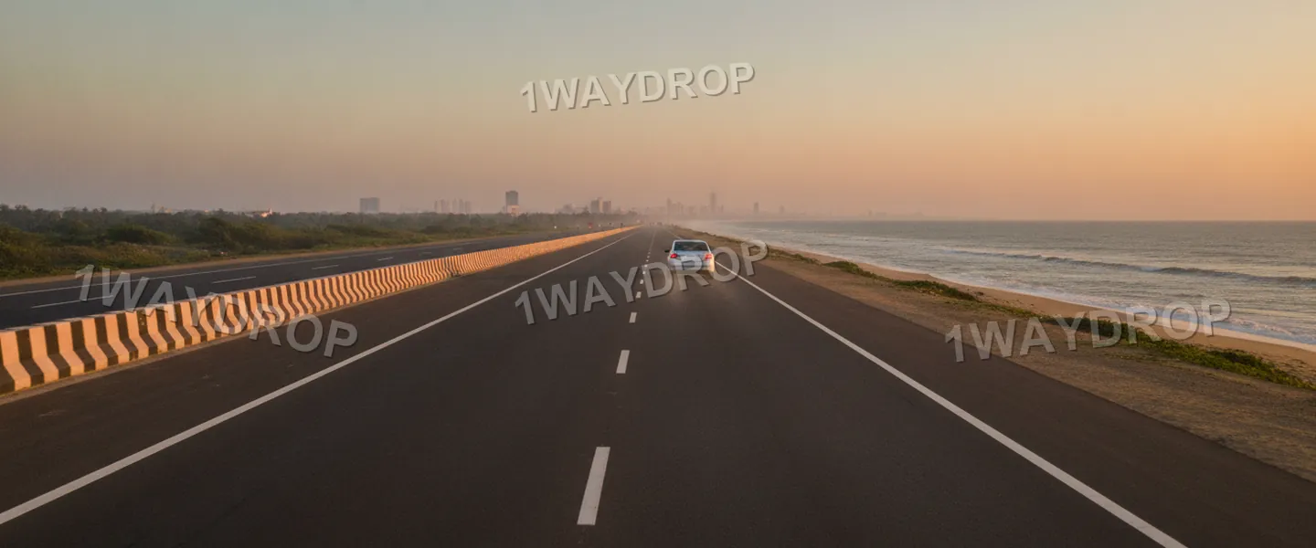 The road from Mahabalipuram to Chennai